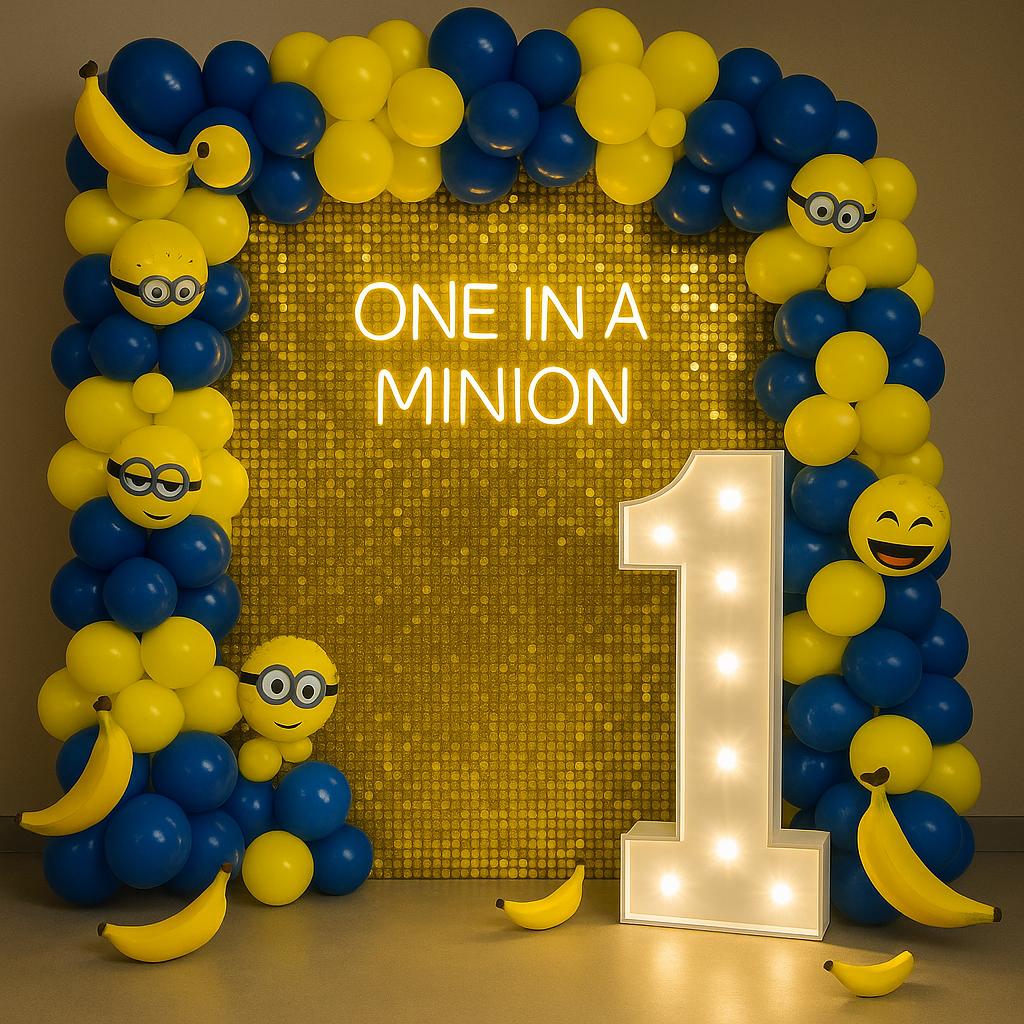 Number balloon display with "One in a Million" sign
