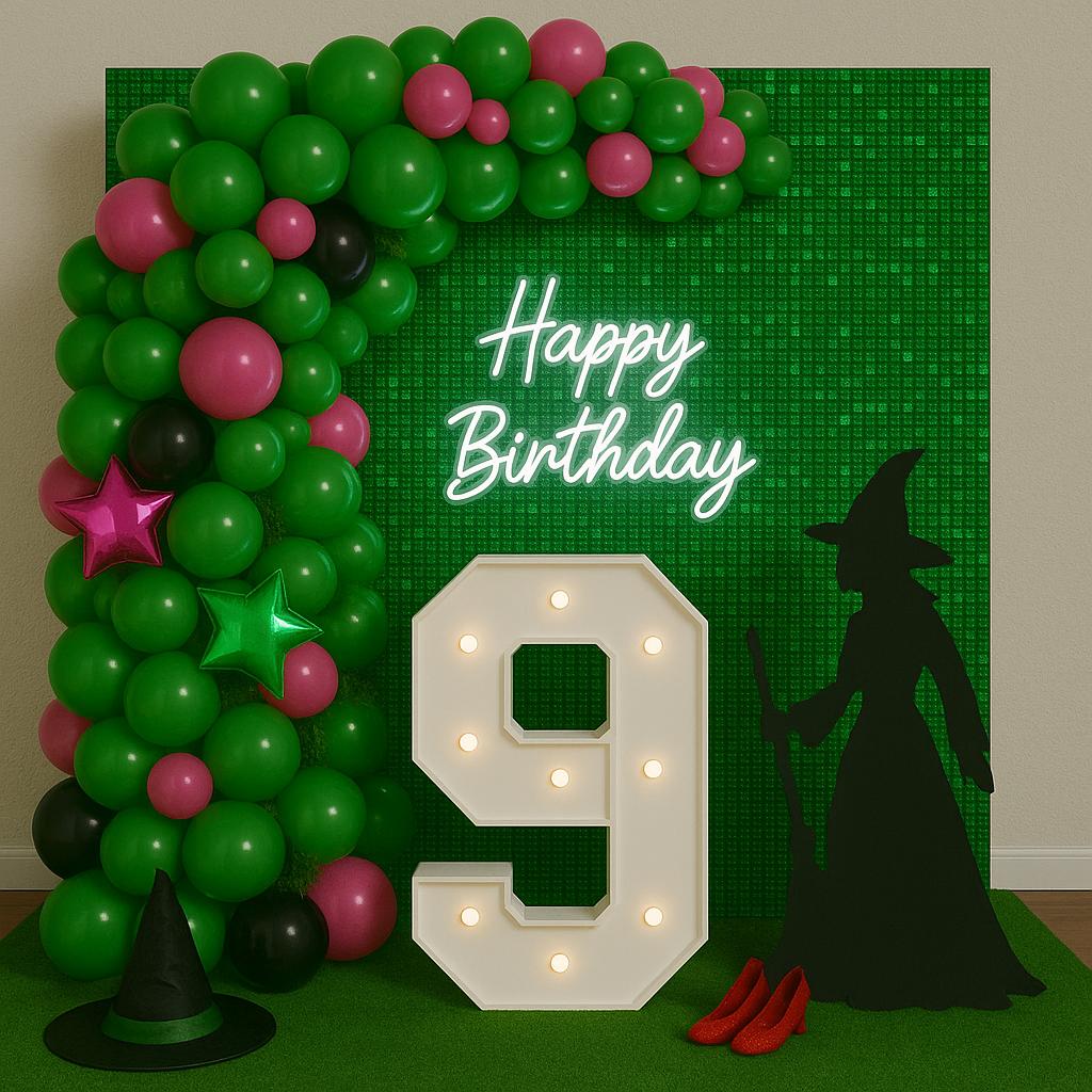 Themed party setup with decorations and balloons
