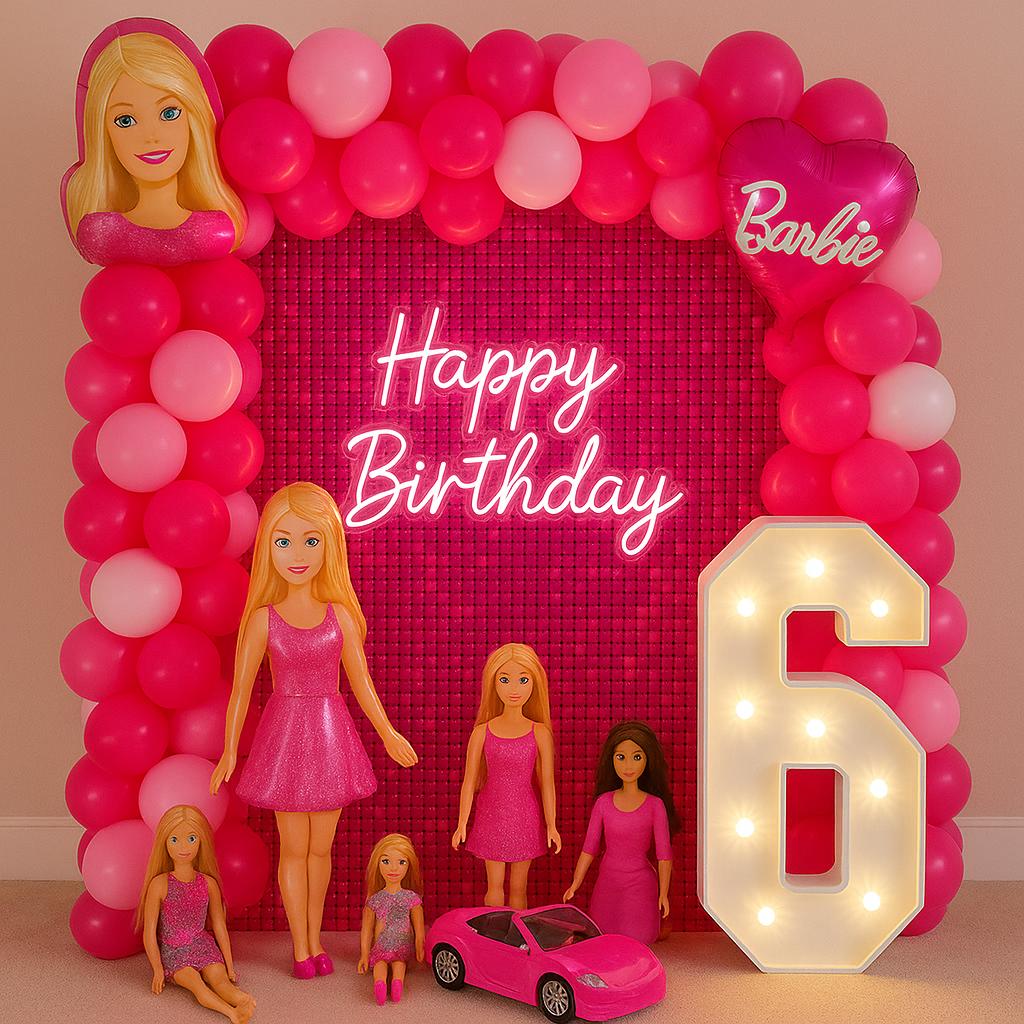 Themed party setup with decorations and balloons